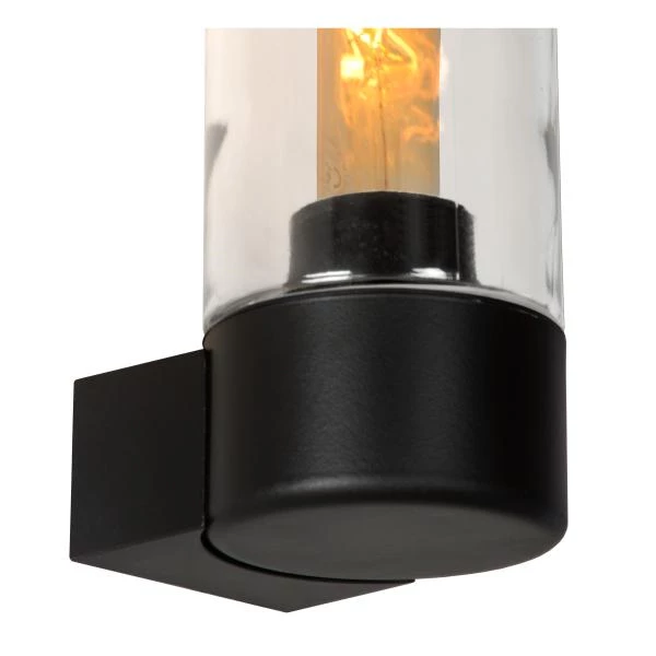 Lucide MICHA - Wandlamp Binnen/Buiten - 1xE27 - IP44 - Zwart - detail 2